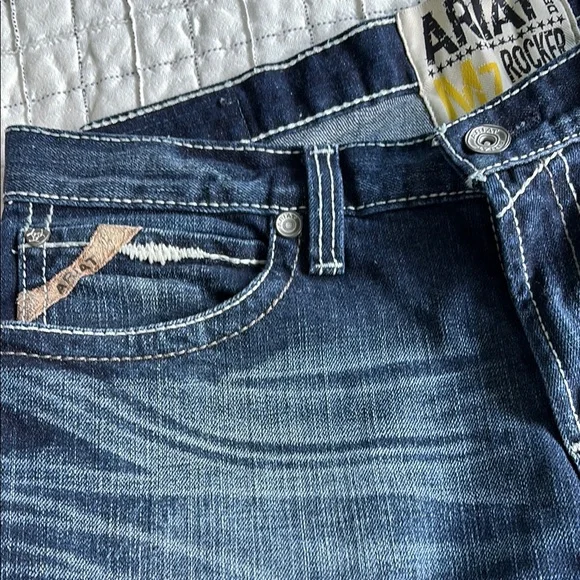 Ariat M7 Rocker Boot Dark Wash Denim Jeans Men’s Sz 35/32 - Picture 5 of 5